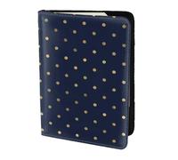 YUNWEIKEJI Lunares Dorados Azul Marino Elegantes Modernos, Funda para Pasaporte Cartera de Viaje de Cuero PU Funda para Pasaporte Fundas para Pasaporte 5,5 Pulgadas
