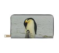 YUNWEIKEJI Madre pingüino y bebé pingüino, Carteras Cartera de Gran Capacidad para Hombres y Mujeres Carteras Tarjeta de crédito Cartera de Cuero de Microfibra