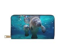 YUNWEIKEJI Manatí de mar, Carteras Cartera de Gran Capacidad para Hombres y Mujeres Carteras Tarjeta de crédito Cartera de Cuero de Microfibra