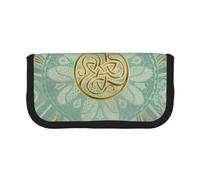 YUNWEIKEJI Mandala Celta Suave, Verde Salvia y Dorado, Estuche para lápices, Estuche para lápices de Lona Bolsa para cosméticos de Gran Capacidad