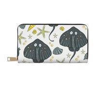 YUNWEIKEJI Mantarraya de Vida Marina, Carteras Cartera de Gran Capacidad para Hombres y Mujeres Carteras Tarjeta de crédito Cartera de Cuero de Microfibra