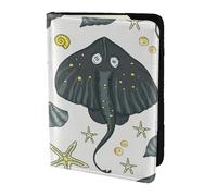 YUNWEIKEJI Mantarraya de Vida Marina, Funda para Pasaporte Cartera de Viaje de Cuero PU Funda para Pasaporte Fundas para Pasaporte 5,5 Pulgadas