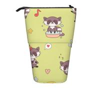 YUNWEIKEJI Mapache Kawaii Lindo, Estuche telescópico para lápices, Soporte para lápices con Cremallera, Bolsa de Maquillaje, Bolsa para lápices