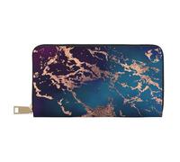 YUNWEIKEJI Marble Luxe Decor Morado Oscuro y Verde Azulado con Dorado, Carteras Cartera de Gran Capacidad para Hombres y Mujeres Carteras Tarjeta de crédito Cartera de Cuero de Microfibra