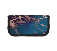 YUNWEIKEJI Marble Luxe Decor Morado Oscuro y Verde Azulado con Dorado, Estuche para lápices, Estuche para lápices de Lona Bolsa para cosméticos de Gran Capacidad