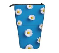 YUNWEIKEJI Margarita Blanca Estampada., Estuche telescópico para lápices, Soporte para lápices con Cremallera, Bolsa de Maquillaje, Bolsa para lápices