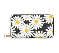 YUNWEIKEJI Margarita Blanca Negra, Carteras Cartera de Gran Capacidad para Hombres y Mujeres Carteras Tarjeta de crédito Cartera de Cuero de Microfibra