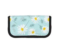 YUNWEIKEJI Margarita Floral Delicada Azul y Blanca, Estuche para lápices, Estuche para lápices de Lona Bolsa para cosméticos de Gran Capacidad