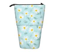 YUNWEIKEJI Margarita Floral Delicada Azul y Blanca, Estuche telescópico para lápices, Soporte para lápices con Cremallera, Bolsa de Maquillaje, Bolsa para lápices