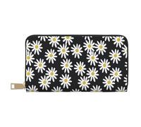 YUNWEIKEJI Margaritas Flores Florales Flor Blanco Y Negro Simple, Carteras Cartera de Gran Capacidad para Hombres y Mujeres Carteras Tarjeta de crédito Cartera de Cuero de Microfibra