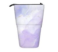 YUNWEIKEJI Mármol líquido Morado Pastel, Estuche telescópico para lápices, Soporte para lápices con Cremallera, Bolsa de Maquillaje, Bolsa para lápices