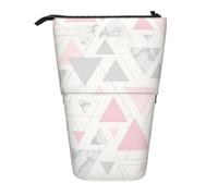 YUNWEIKEJI Mármol Triángulo Geométrico Plata Gris Rosa, Estuche telescópico para lápices, Soporte para lápices con Cremallera, Bolsa de Maquillaje, Bolsa para lápices