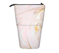 YUNWEIKEJI Marmoleado Pastel Ajustado, Estuche telescópico para lápices, Soporte para lápices con Cremallera, Bolsa de Maquillaje, Bolsa para lápices
