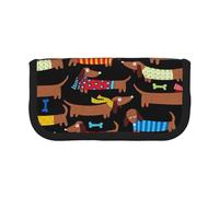 YUNWEIKEJI Me Encanta mi Perro Dachshunds Imprimir, Estuche para lápices, Estuche para lápices de Lona Bolsa para cosméticos de Gran Capacidad