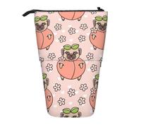 YUNWEIKEJI Melocotón Perro Rosa, Estuche telescópico para lápices, Soporte para lápices con Cremallera, Bolsa de Maquillaje, Bolsa para lápices