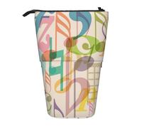 YUNWEIKEJI Mix Match Música de Notas Musicales Retro, Estuche telescópico para lápices, Soporte para lápices con Cremallera, Bolsa de Maquillaje, Bolsa para lápices