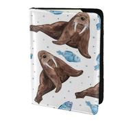 YUNWEIKEJI Morsa Marrón Acuarela, Funda para Pasaporte Cartera de Viaje de Cuero PU Funda para Pasaporte Fundas para Pasaporte 5,5 Pulgadas
