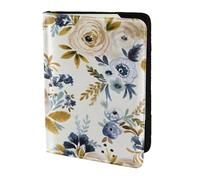 YUNWEIKEJI Mostaza Azul Floral, Funda para Pasaporte Cartera de Viaje de Cuero PU Funda para Pasaporte Fundas para Pasaporte 5,5 Pulgadas