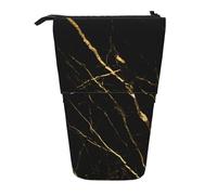 YUNWEIKEJI Naturaleza de mármol Negro Dorado, Estuche telescópico para lápices, Soporte para lápices con Cremallera, Bolsa de Maquillaje, Bolsa para lápices