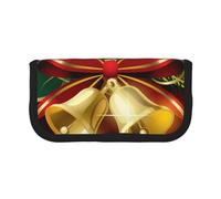 YUNWEIKEJI Navidad Cinta Roja Campanas Doradas, Estuche para lápices, Estuche para lápices de Lona Bolsa para cosméticos de Gran Capacidad