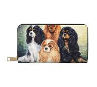 YUNWEIKEJI Negro Dorado Cavalier King Charles Spaniel, Carteras Cartera de Gran Capacidad para Hombres y Mujeres Carteras Tarjeta de crédito Cartera de Cuero de Microfibra