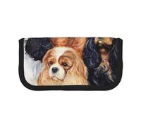 YUNWEIKEJI Negro Dorado Cavalier King Charles Spaniel, Estuche para lápices, Estuche para lápices de Lona Bolsa para cosméticos de Gran Capacidad