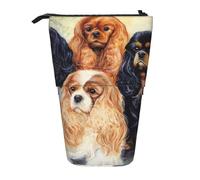 YUNWEIKEJI Negro Dorado Cavalier King Charles Spaniel, Estuche telescópico para lápices, Soporte para lápices con Cremallera, Bolsa de Maquillaje, Bolsa para lápices