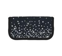 YUNWEIKEJI Negro Plata Brillo Diamante Brillante, Estuche para lápices, Estuche para lápices de Lona Bolsa para cosméticos de Gran Capacidad