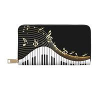 YUNWEIKEJI Notas Musicales Negras, Carteras Cartera de Gran Capacidad para Hombres y Mujeres Carteras Tarjeta de crédito Cartera de Cuero de Microfibra
