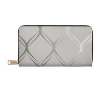 YUNWEIKEJI Ola Geométrico Gris Plata, Carteras Cartera de Gran Capacidad para Hombres y Mujeres Carteras Tarjeta de crédito Cartera de Cuero de Microfibra