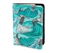 YUNWEIKEJI Olas Bosquejo Gaviota Aves, Funda para Pasaporte Cartera de Viaje de Cuero PU Funda para Pasaporte Fundas para Pasaporte 5,5 Pulgadas