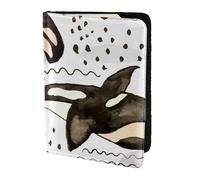 YUNWEIKEJI Orcas de Acuarela, Funda para Pasaporte Cartera de Viaje de Cuero PU Funda para Pasaporte Fundas para Pasaporte 5,5 Pulgadas