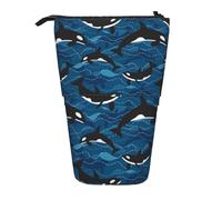 YUNWEIKEJI Orcas del océano, Estuche telescópico para lápices, Soporte para lápices con Cremallera, Bolsa de Maquillaje, Bolsa para lápices