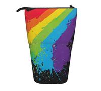 YUNWEIKEJI Orgullo LGBT Rainbow Splat, Estuche telescópico para lápices, Soporte para lápices con Cremallera, Bolsa de Maquillaje, Bolsa para lápices