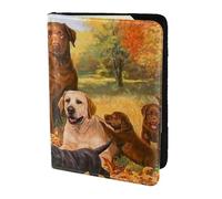 YUNWEIKEJI Otoño Labrador Lab Golden Retriever Perro Agradeciendo, Funda para Pasaporte Cartera de Viaje de Cuero PU Funda para Pasaporte Fundas para Pasaporte 5,5 Pulgadas