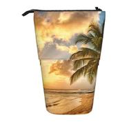 YUNWEIKEJI Paisaje del Atardecer del océano, Estuche telescópico para lápices, Soporte para lápices con Cremallera, Bolsa de Maquillaje, Bolsa para lápices