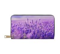 YUNWEIKEJI Paisaje Flor Lavanda Púrpura Paisaje, Carteras Cartera de Gran Capacidad para Hombres y Mujeres Carteras Tarjeta de crédito Cartera de Cuero de Microfibra