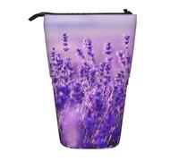 YUNWEIKEJI Paisaje Flor Lavanda Púrpura Paisaje, Estuche telescópico para lápices, Soporte para lápices con Cremallera, Bolsa de Maquillaje, Bolsa para lápices