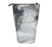 YUNWEIKEJI Pastel De Salpicaduras Abstractas De Mármol Gris, Estuche telescópico para lápices, Soporte para lápices con Cremallera, Bolsa de Maquillaje, Bolsa para lápices