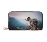 YUNWEIKEJI Pastor Australiano Montañas Aussie Pets Perros, Carteras Cartera de Gran Capacidad para Hombres y Mujeres Carteras Tarjeta de crédito Cartera de Cuero de Microfibra