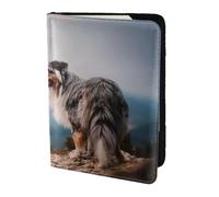 YUNWEIKEJI Pastor Australiano Montañas Aussie Pets Perros, Funda para Pasaporte Cartera de Viaje de Cuero PU Funda para Pasaporte Fundas para Pasaporte 5,5 Pulgadas