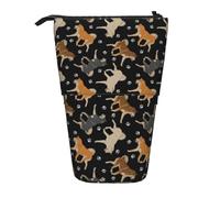 YUNWEIKEJI Pata Shiba Inu, Estuche telescópico para lápices, Soporte para lápices con Cremallera, Bolsa de Maquillaje, Bolsa para lápices