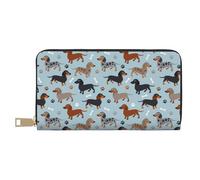 YUNWEIKEJI Patas y Huesos de Perro Salchicha Azul, Carteras Cartera de Gran Capacidad para Hombres y Mujeres Carteras Tarjeta de crédito Cartera de Cuero de Microfibra