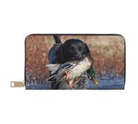 YUNWEIKEJI Pato Caza Labrador Perro Cool Negro Cachorro Animal, Carteras Cartera de Gran Capacidad para Hombres y Mujeres Carteras Tarjeta de crédito Cartera de Cuero de Microfibra