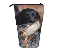 YUNWEIKEJI Pato Caza Labrador Perro Cool Negro Cachorro Animal, Estuche telescópico para lápices, Soporte para lápices con Cremallera, Bolsa de Maquillaje, Bolsa para lápices