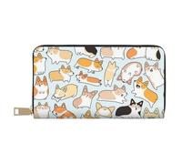 YUNWEIKEJI Patrón Corgi, Carteras Cartera de Gran Capacidad para Hombres y Mujeres Carteras Tarjeta de crédito Cartera de Cuero de Microfibra