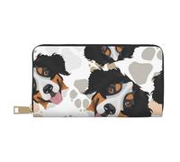 YUNWEIKEJI Patrón De Patas De Perro Perro De Montaña De Berna, Carteras Cartera de Gran Capacidad para Hombres y Mujeres Carteras Tarjeta de crédito Cartera de Cuero de Microfibra