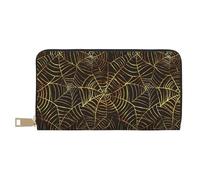 YUNWEIKEJI Patrón de telaraña Dorada, Carteras Cartera de Gran Capacidad para Hombres y Mujeres Carteras Tarjeta de crédito Cartera de Cuero de Microfibra