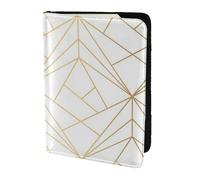 YUNWEIKEJI Patrón geométrico Dorado con Brillo Blanco, Funda para Pasaporte Cartera de Viaje de Cuero PU Funda para Pasaporte Fundas para Pasaporte 5,5 Pulgadas