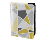 YUNWEIKEJI Patrón Geométrico En Amarillo Y Gris, Funda para Pasaporte Cartera de Viaje de Cuero PU Funda para Pasaporte Fundas para Pasaporte 5,5 Pulgadas